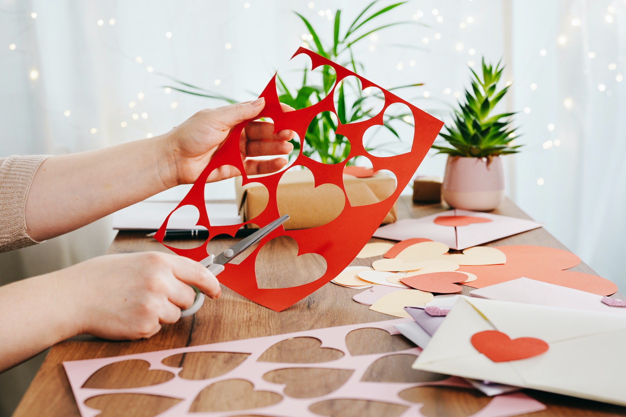 Making of handmade Valentine greeting cards