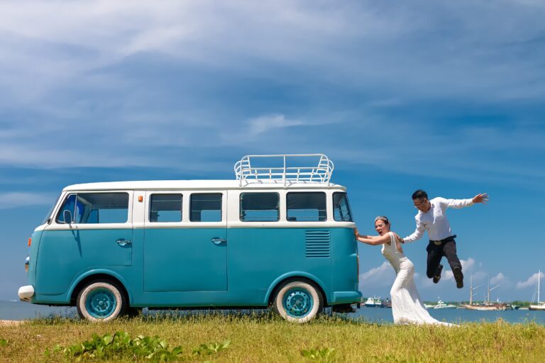 Van and bridespair
